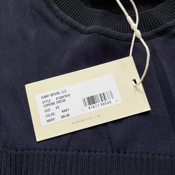 NWT Ramy Brook Corrine Bodycon Mini Dress Navy Blue Mesh Women’s XS - Picture 4 of 9